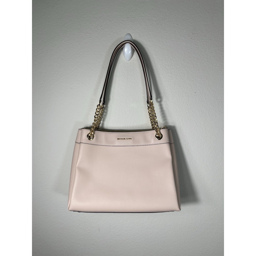 MICHAEL KORS Jet Set NS Chain Tote Genuine Pink Pebbled Leather